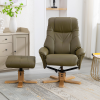 Dubai Recliner Chair & Footstool in Olive Green Plush 